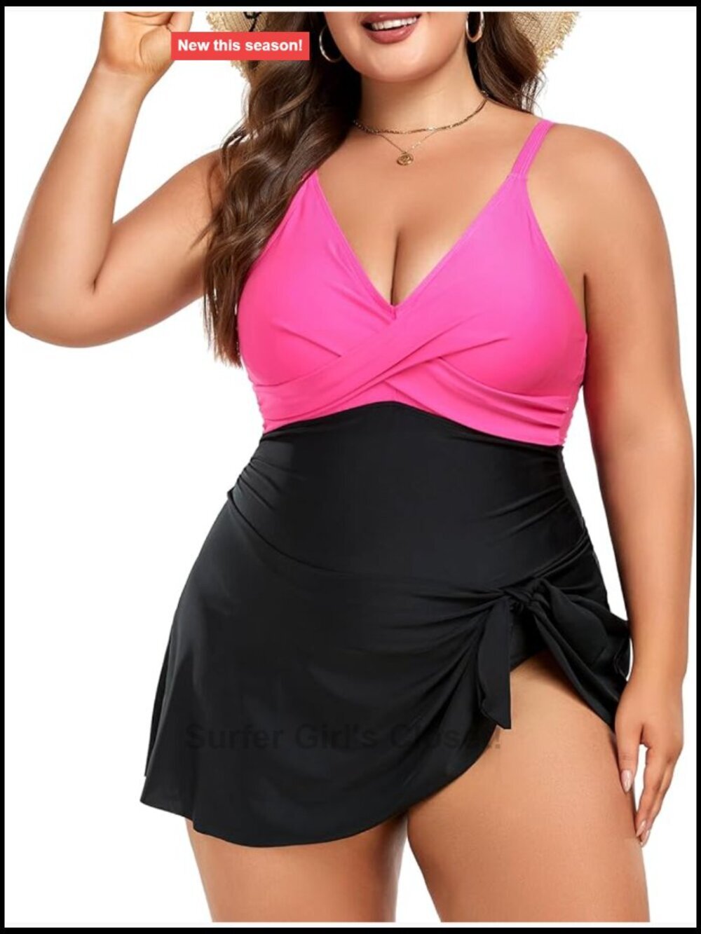 Women Plus Size Swim Dress Tummy Control One Piece Swimsuit Full Coverage